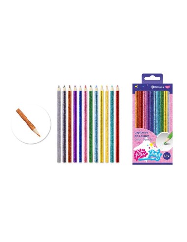 Set 12 lápices colores glitter
