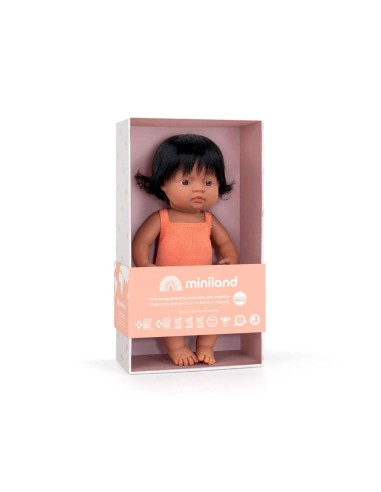 Muñeca Latinoamericana con Pelele Salmón 38 cm