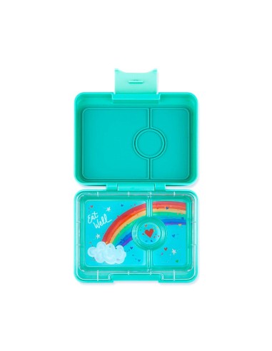 Caja Almuerzo Yumbox Snack Tropical Aqua Rainbow 3 Compartimentos