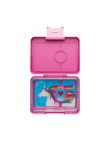 Caja Almuerzo Snack Purple Bandeja Unicornio 3 Compartimentos