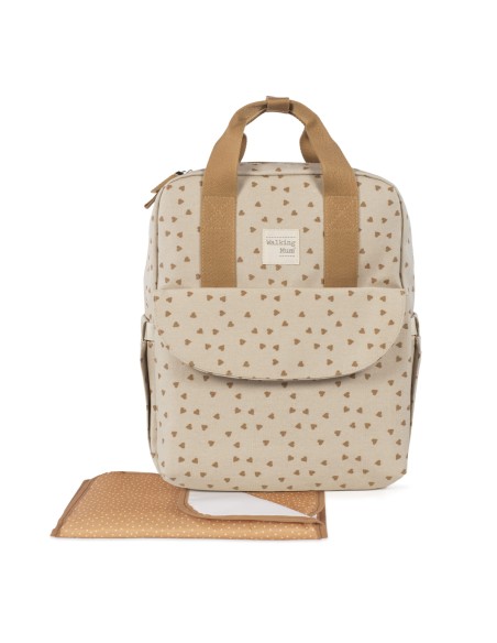 Mochila corazones Poppy canela