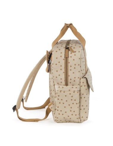 Mochila corazones Poppy canela