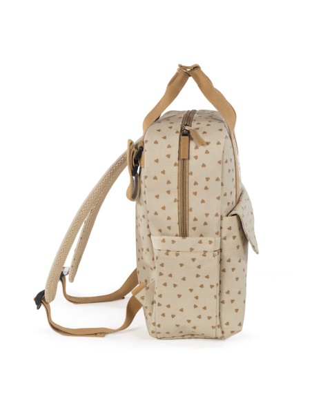 Mochila corazones Poppy canela