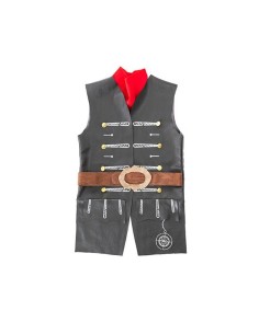 Chaleco, cinturón y bufanda pirata con calavera