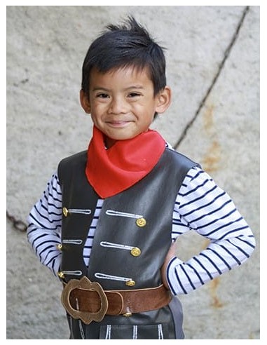 Chaleco, cinturón y bufanda pirata con calavera