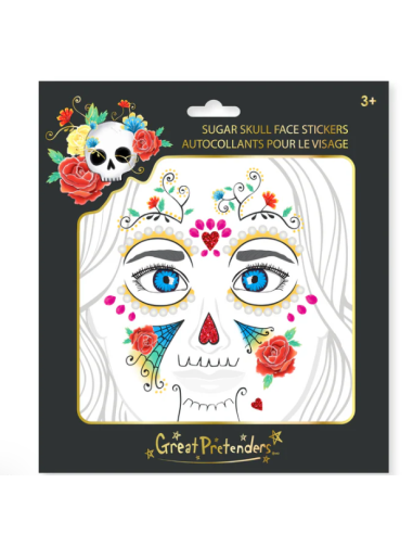 Pegatinas de cara de calavera de azúcar