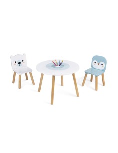 Mesa y 2 sillas Oso Polar Janod