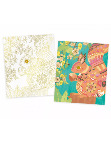 Cuadros Dorados Pintura Acuarela jardín Janod