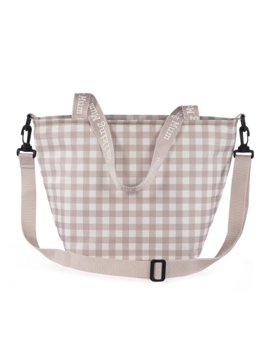 Bolsa térmica Caetana Sand de cuadros beige.