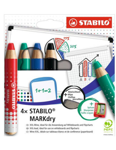 Lapiz Stabilo Markdry Pizarra Blanca  4 Colores