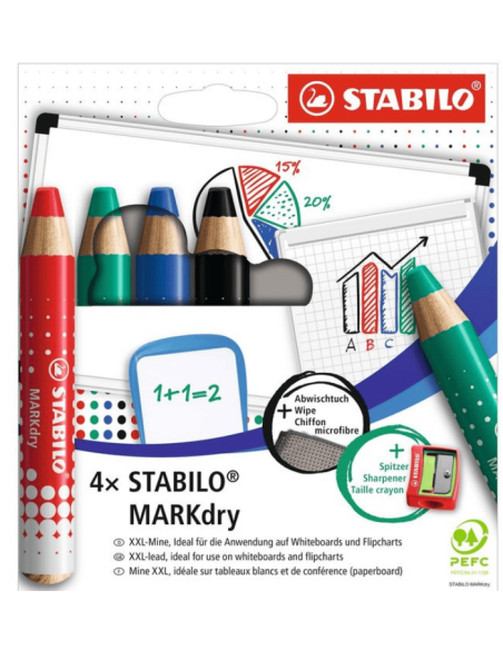 Lapiz Stabilo Markdry Pizarra Blanca  4 Colores