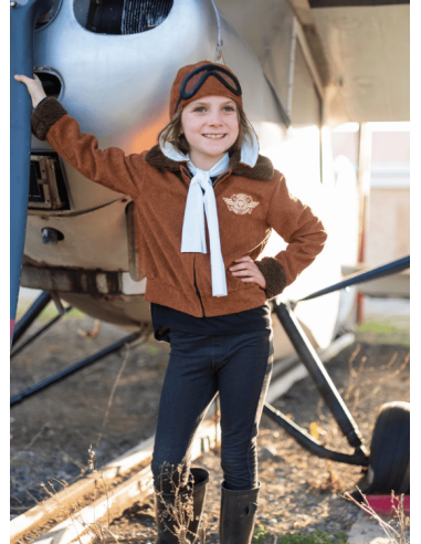 Chaqueta, gorro y bufanda de piloto
