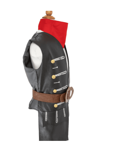 Chaleco, cinturón y bufanda pirata con calavera