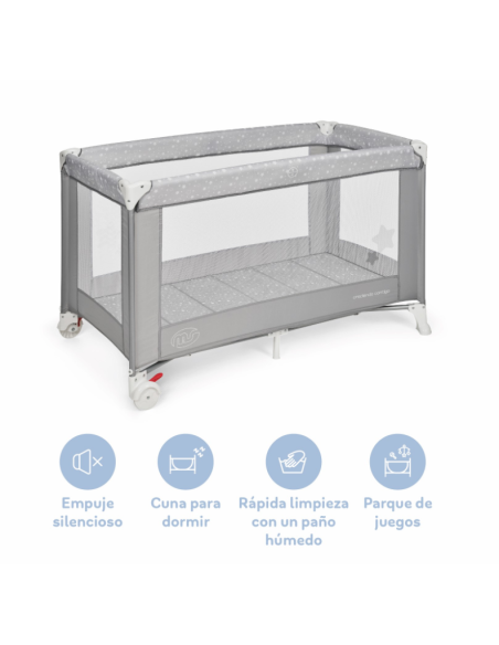Cuna de viaje plegable Basic Gris