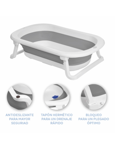 Bañera plegable para bebé con cojín de baño Gris