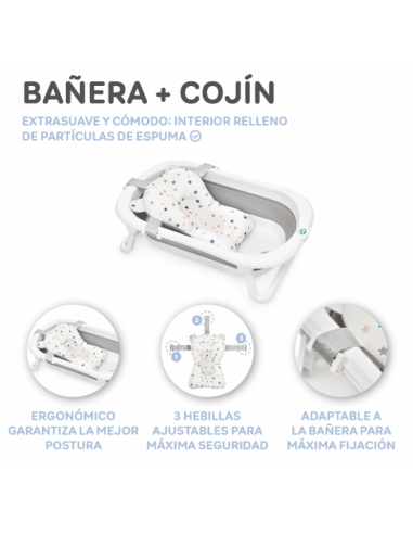 Bañera plegable para bebé con cojín de baño Azul