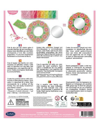 Espejo de mosaico - flores de diamante