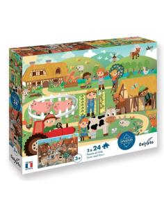 Puzzle 2 x 24 piezas - La Granja y EL Pueblo