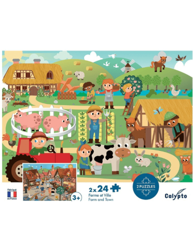 Puzzle 2 x 24 piezas - La Granja y EL Pueblo