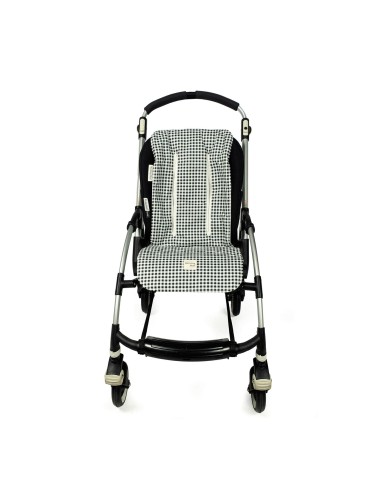 Colchoneta para silla de paseo I love vichy negra