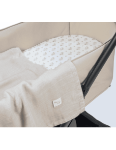 Sábana ajustable cuco + muselina Botton Flores