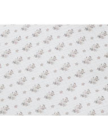 Sábana ajustable cuco + muselina Botton Flores