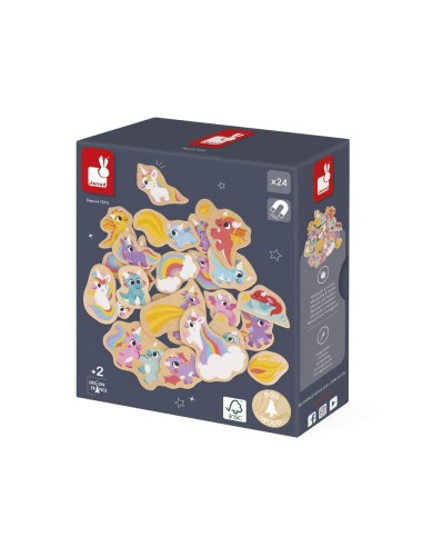 24 imanes Unicornios y Dragones Janod