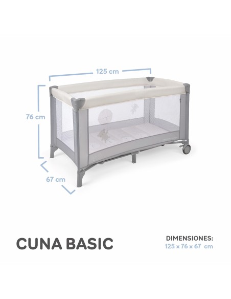 Cuna de viaje plegable Beige/ Gris