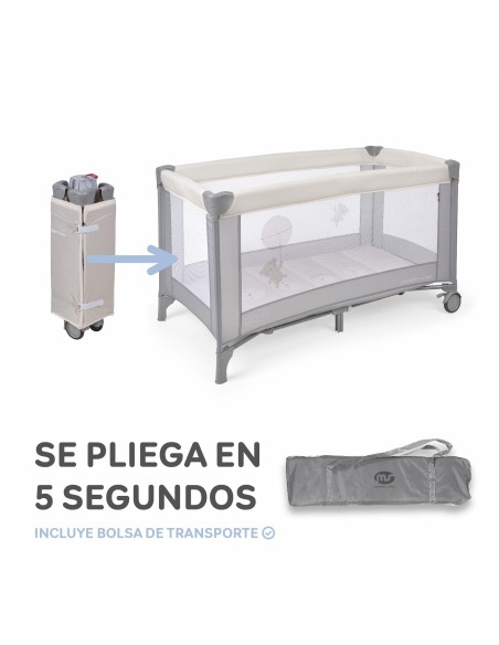 Cuna de viaje plegable Beige/ Gris