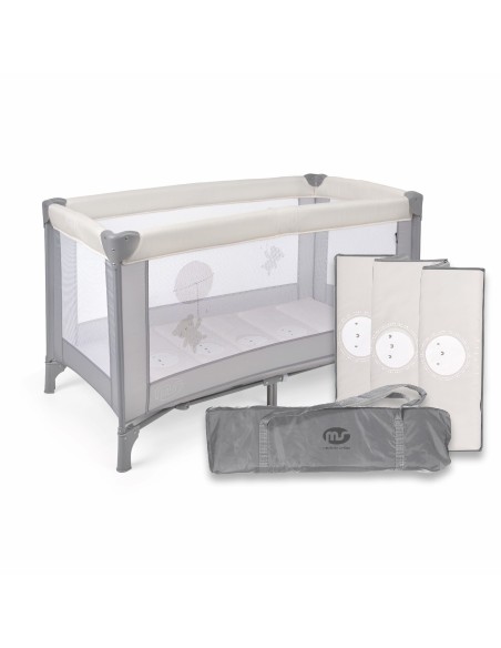 Cuna de viaje plegable Beige/ Gris