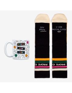 Kit Taza + calcetines "Profe con clase"