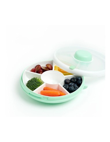Caja Almuerzo Snack Spinner Flip, Correa de Mano y Hoja de Pegatinas Mint Green