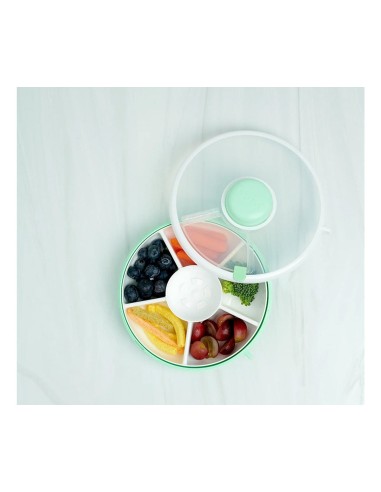 Caja Almuerzo Snack Spinner Flip, Correa de Mano y Hoja de Pegatinas Mint Green