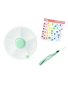 Caja Almuerzo Snack Spinner Flip, Correa de Mano y Hoja de Pegatinas Mint Green