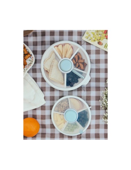 Caja Almuerzo Snack Spinner Flip, Correa de Mano y Hoja de Pegatinas Azul