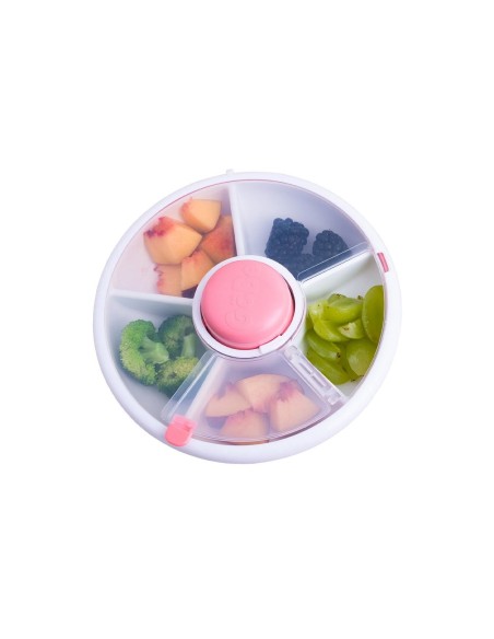 Caja Almuerzo Snack Spinner Flip, Correa de Mano y Hoja de Pegatinas Coral