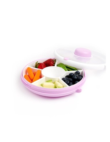Caja Almuerzo Snack Spinner Flip, Correa de Mano y Hoja de Pegatinas Lila