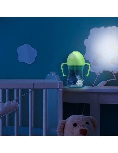 Taza con pajita flexible con pesa B.Box - Brilla en Oscuridad