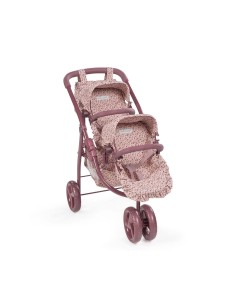 Cochecito Gemelar Cherry Flores para Muñecas