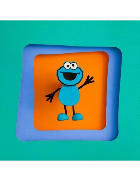Set personaje Cookie Monster + 2 cubos de luz Azul