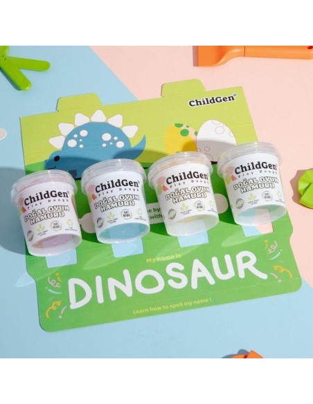Plastilina natural set ecocup Dinosaurio 4 ud.