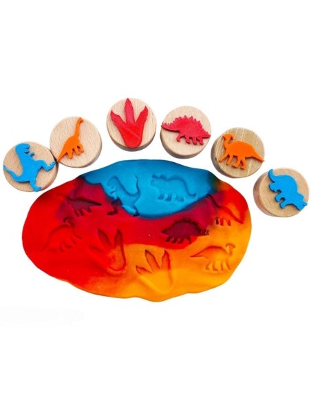 Sellos de Madera para Plastilina o Arena Dinosaurios