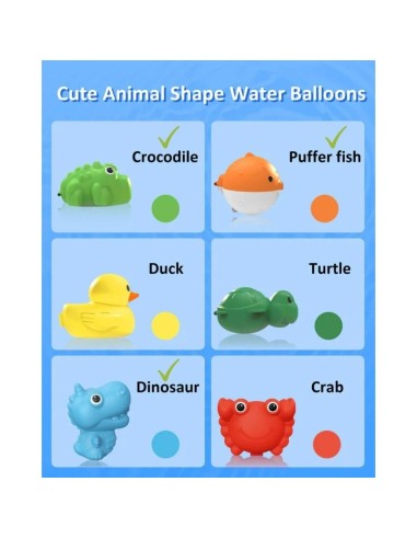 Globos agua reutilizables ANIMALS (3 ud.+bolsa)