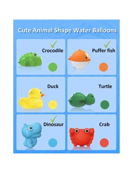 Globos agua reutilizables ANIMALS (3 ud.+bolsa)