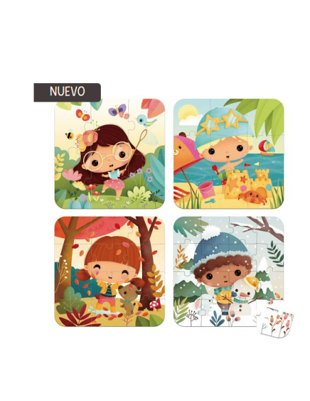 Puzzle evolutivos de las 4 estaciones - 4 rompecabezas Janod