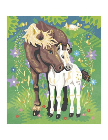 Pinta por números Acuarela Caballos