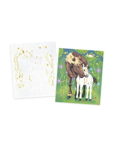 Pinta por números Acuarela Caballos