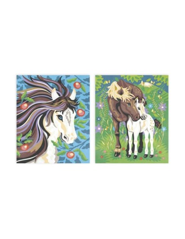 Pinta por números Acuarela Caballos