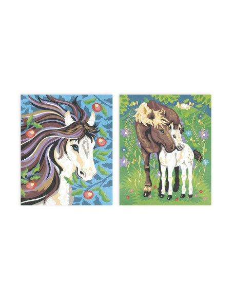 Pinta por números Acuarela Caballos