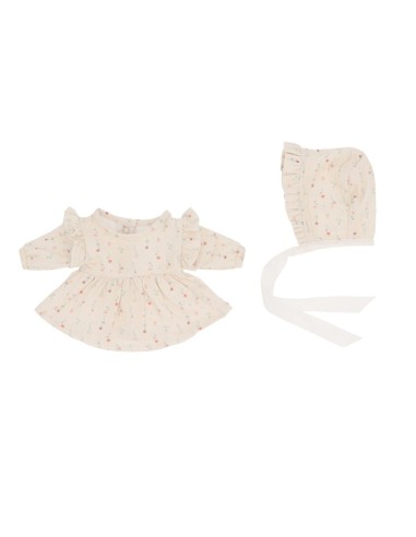Muñeco Helena con Vestido y Gorrito White Flowers